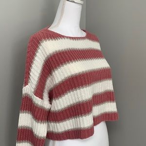 Pink Striped American Eagle Cropped Sweater